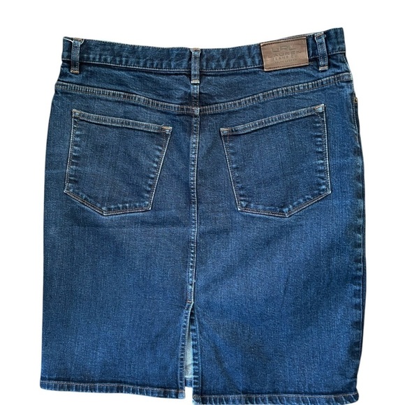 VTG Y2K Lauren Ralph Lauren LRL Denim Pencil Skirt 14 Stetch Minimalist Casual - Picture 6 of 6
